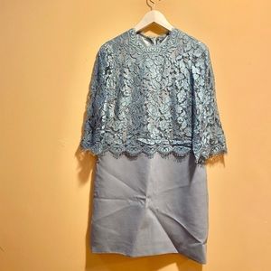 LIGHT BLUE GREEN LACE DRESS